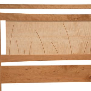 Bed Frame King Size, Headboard, Scandinavian, Danish Modern, Shaker, Asian, Cherry, Curly Maple, Queen, Full, Twin, Inlay, Curves, Seaside image 4