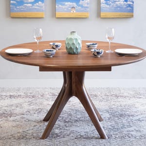 HL WOOD TABLE JERRY'S ORIGINAL ウォールナット Round Dining Table Handmade in Solid Walnut, Cherry