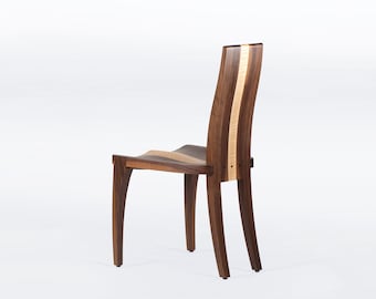 Modern Dining Chair Handmade in Solid Walnut and Maple Wood, "Gazelle"