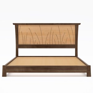 Wood Bed Frame Handmade in Walnut and Maple Without Footboard Prairie Platform Bed image 9