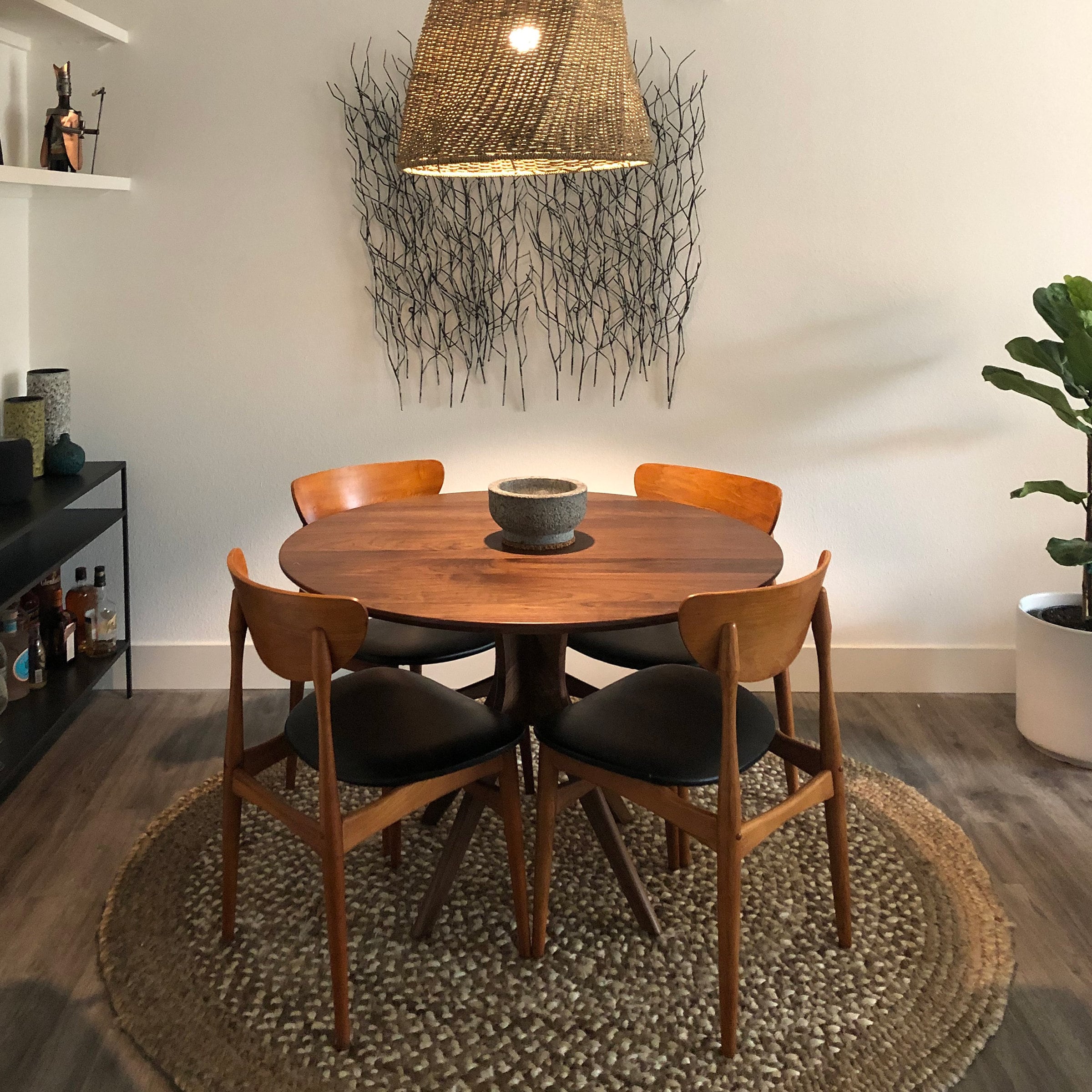 Round Dining Table Handmade in Solid Walnut, Cherry