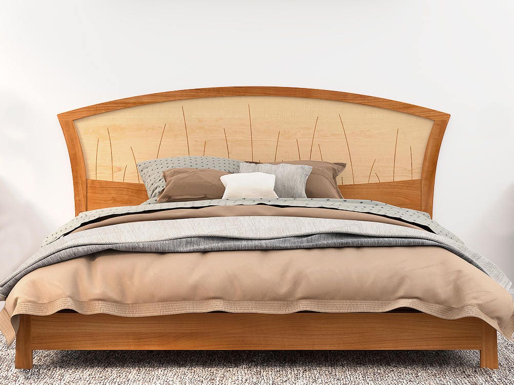 Cherry wood 2024 platform bed frame