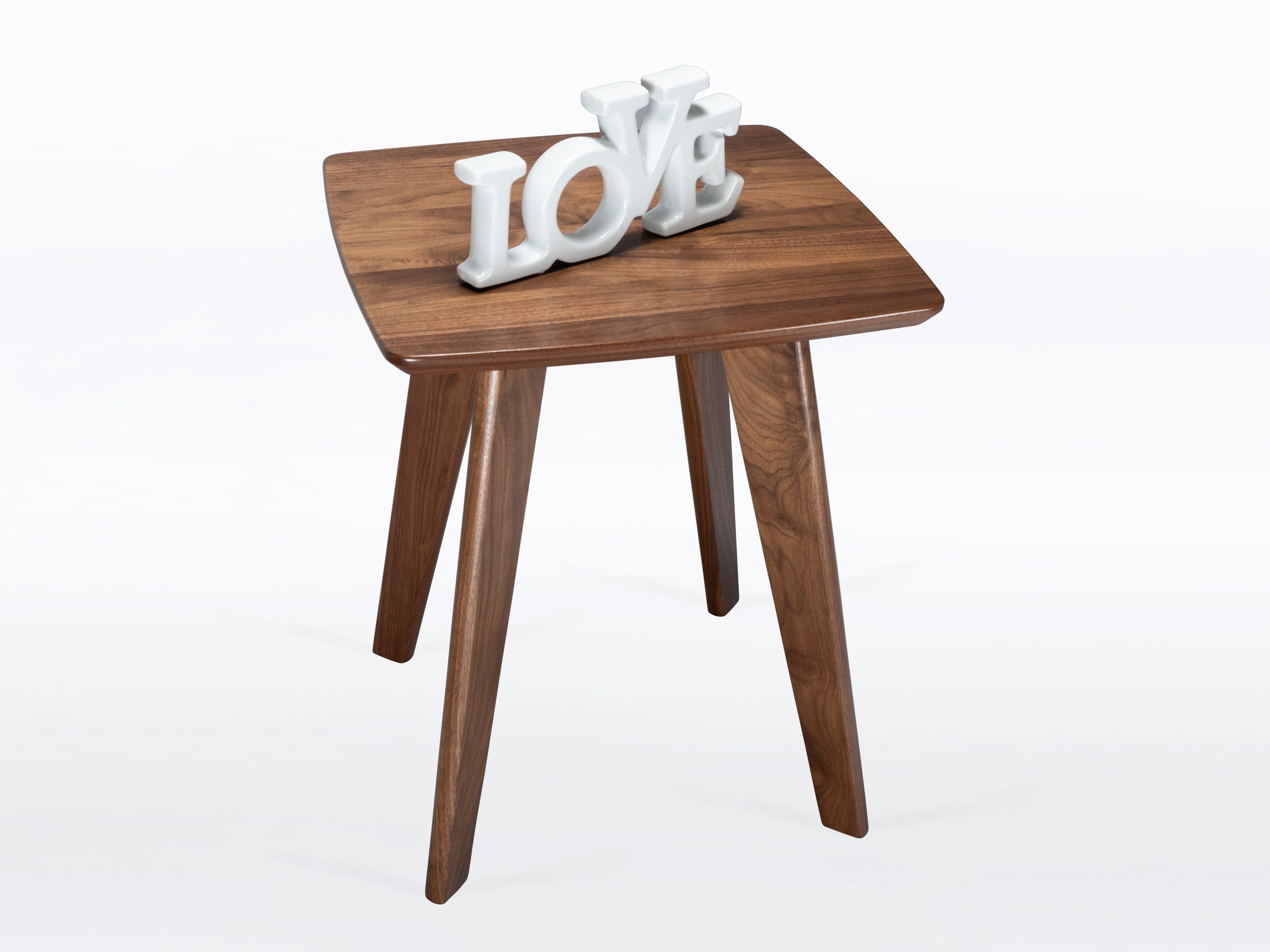 Square Side Table With Curved Edges - Handmade in Solid
