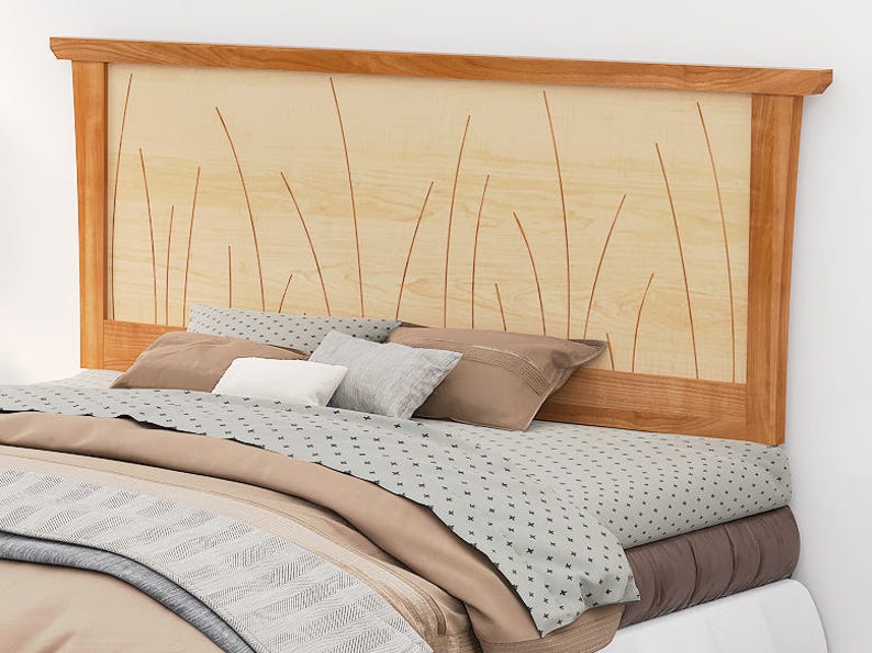 Headboard King Size Cherry Bed Solid Wood Queen Image 0