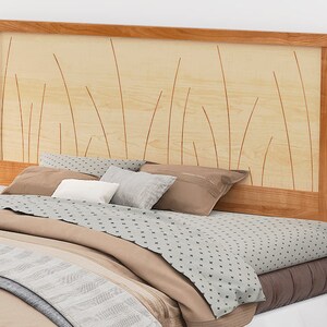 Headboard Queen Size Cherry, Bed, Solid Wood Headboard, King, Full, Twin, California King, Curly Maple, Inlay Prairie image 3