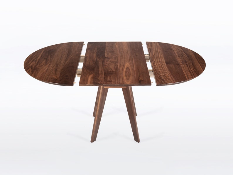 Round Extension Table Handmade in Your Choice of Solid Walnut, Cherry, Mahogany or Oak Wood, Sister image 3