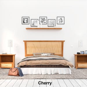 Headboard Queen Size Cherry, Bed, Solid Wood Headboard, King, Full, Twin, California King, Curly Maple, Inlay Prairie image 7