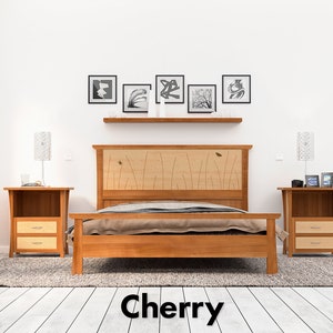 Bed Frame Handmade In Cherry and Maple With Butterfly Inlay, Butterfly Bed image 8