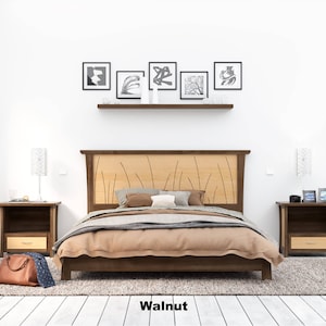 Wood Bed Frame Handmade in Walnut and Maple Without Footboard Prairie Platform Bed Walnut Curly Maple