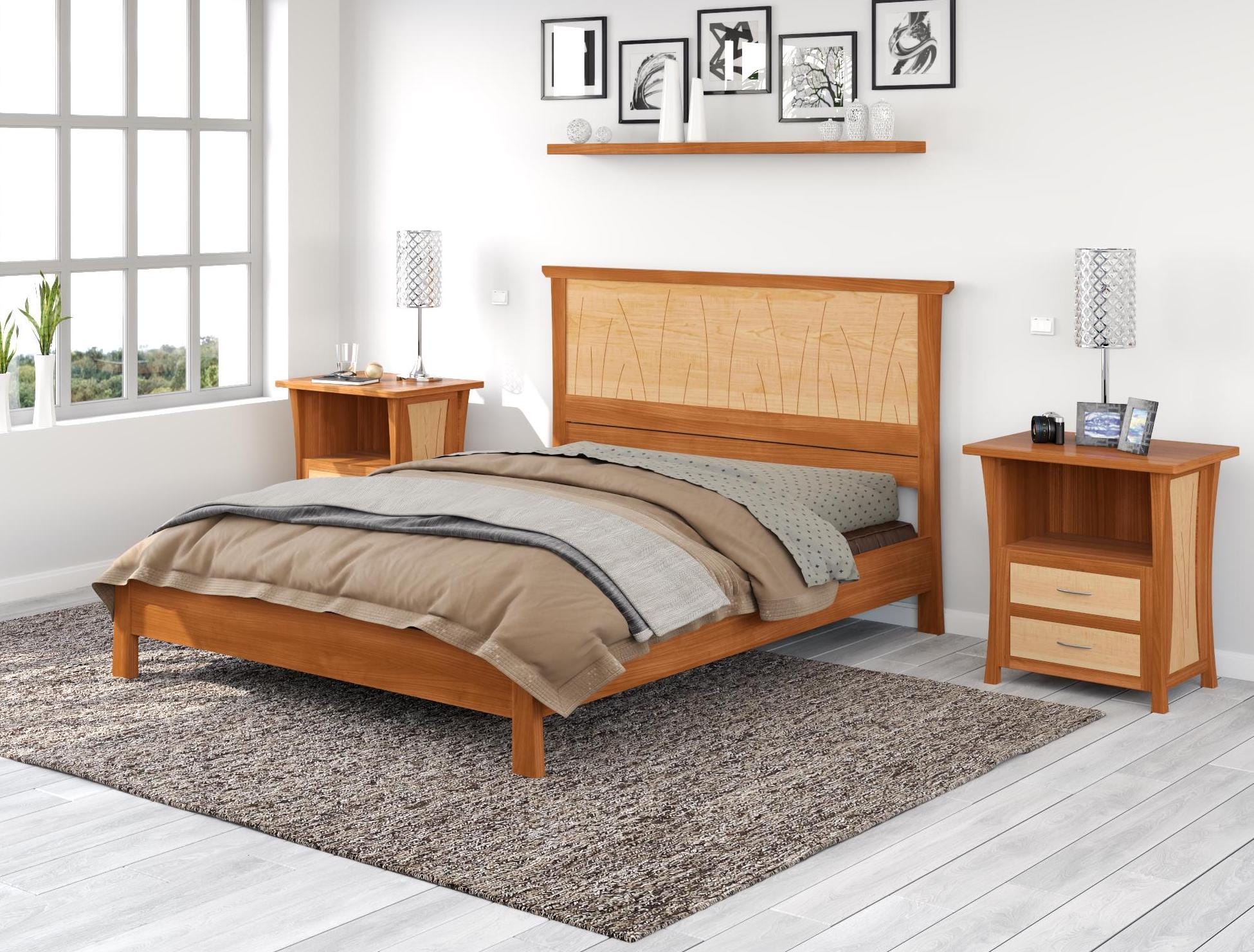 Maple Bed Frame Solid Wood Bed Frame With Curly Maple Headboard - Prairie Bed - Etsy
