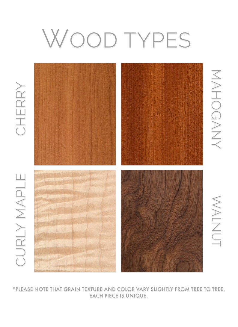 This picture shows the four wood selections available for the River Rushes bed.