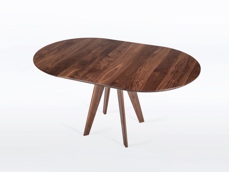 Round Extension Table Handmade in Your Choice of Solid Walnut, Cherry, Mahogany or Oak Wood, Sister image 8