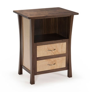 Nightstand With Drawers Cherry Laptop Notebook Space Etsy