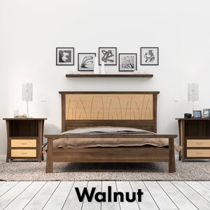 Bed Frame King Size Walnut, Headboard, Queen, Full, Modern Scandinavian, Twin, California King, Maple, Inlay Prairie image 7