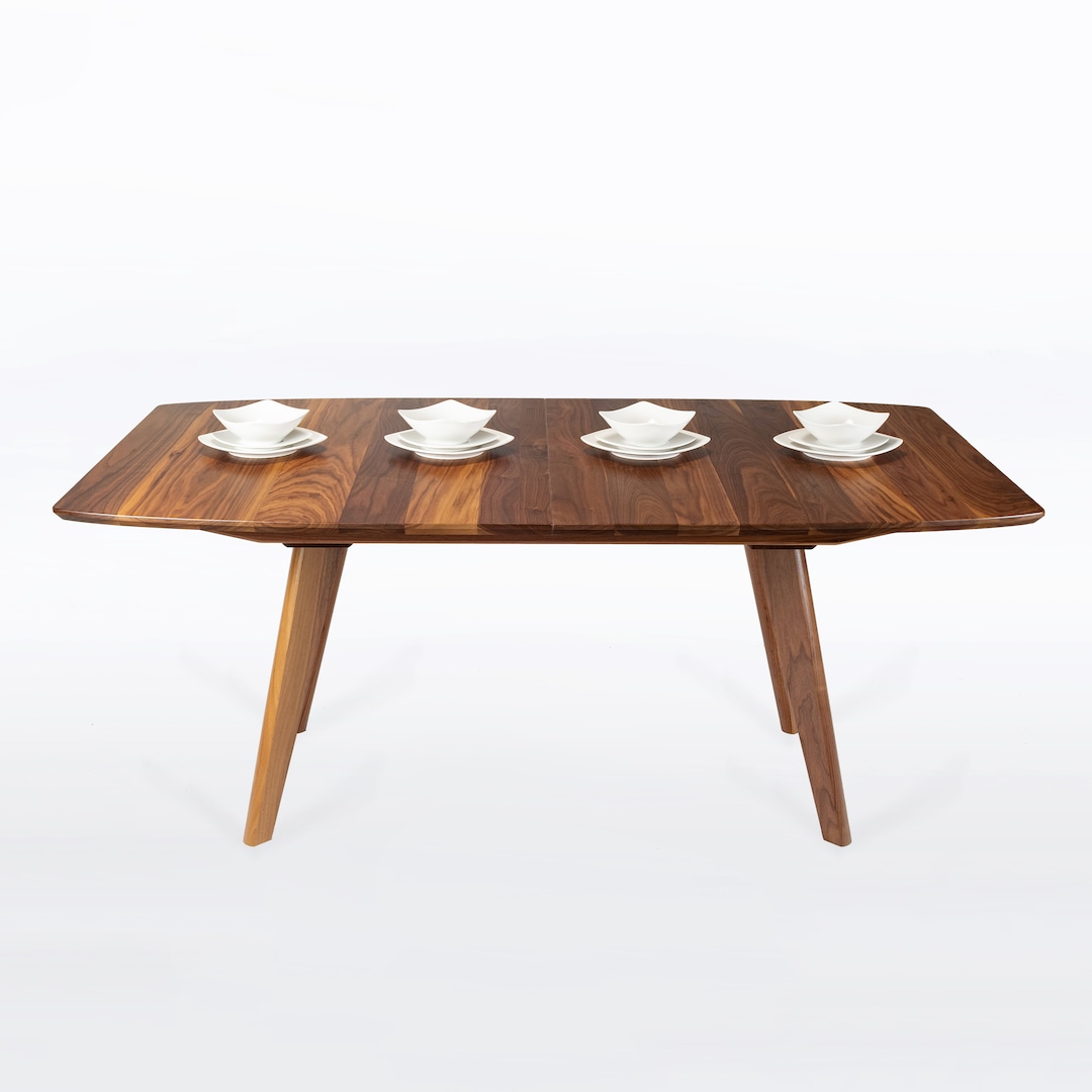 Extendable Dining Table in Solid Walnut Wood With Two Leaves - Seats 6 ...
