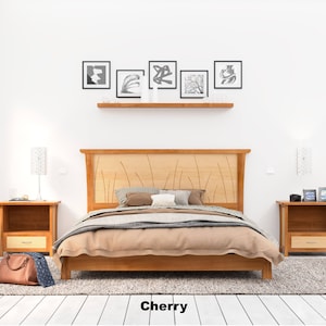 Wood Bed Frame Handmade in Walnut and Maple Without Footboard Prairie Platform Bed Cherry Curly Maple