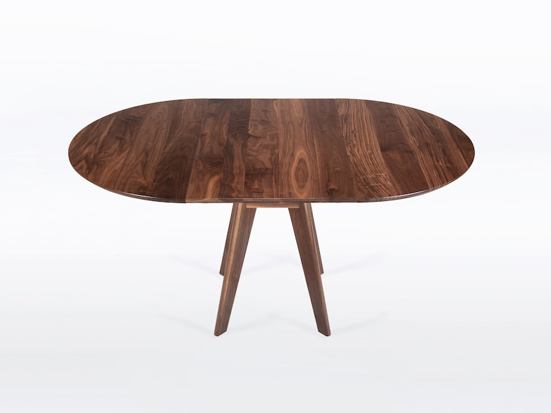 Round Extension Table Handmade in Your Choice of Solid Walnut, Cherry, Mahogany or Oak Wood, Sister image 6