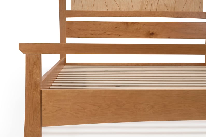 Bed Frame King Size, Headboard, Scandinavian, Danish Modern, Shaker, Asian, Cherry, Curly Maple, Queen, Full, Twin, Inlay, Curves, Seaside zdjęcie 5