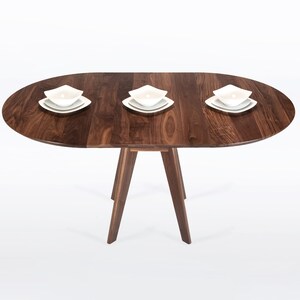 Round Extension Table Handmade in Your Choice of Solid Walnut, Cherry, Mahogany or Oak Wood, Sister image 4