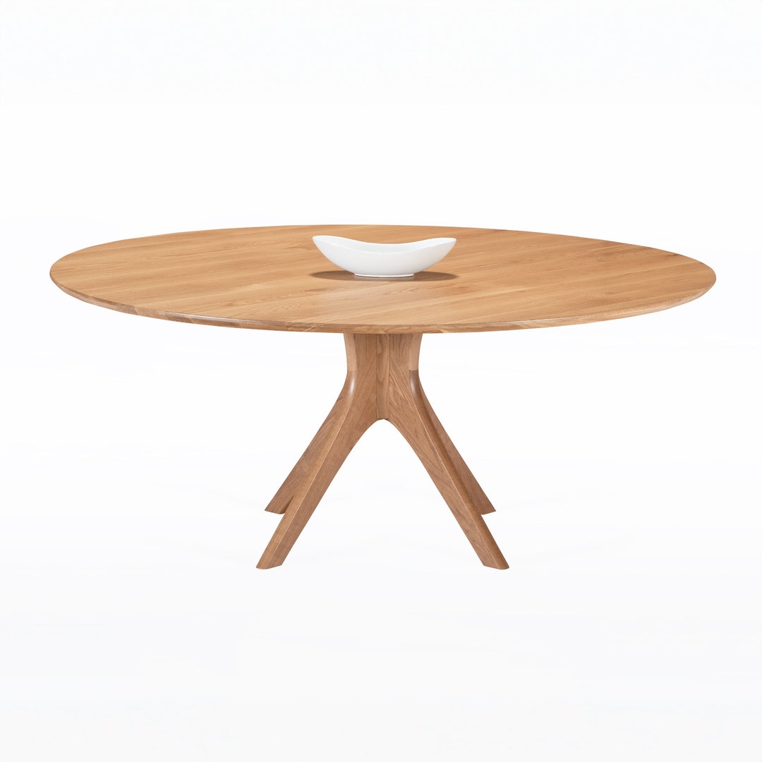 Round Midcentury Table in White Oak kapok Table Etsy