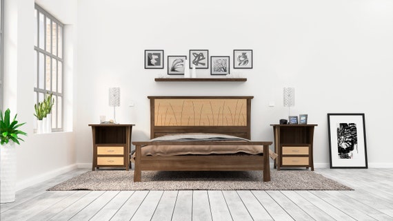 Bed Frame King Size Walnut Headboard Queen Full Modern Bed Frame King Size Walnut Headboard, Modern Wood Bed Frame Cal King