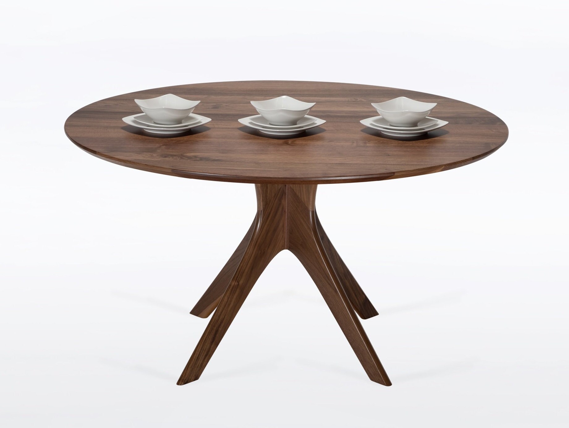 Mid century dining table round sale