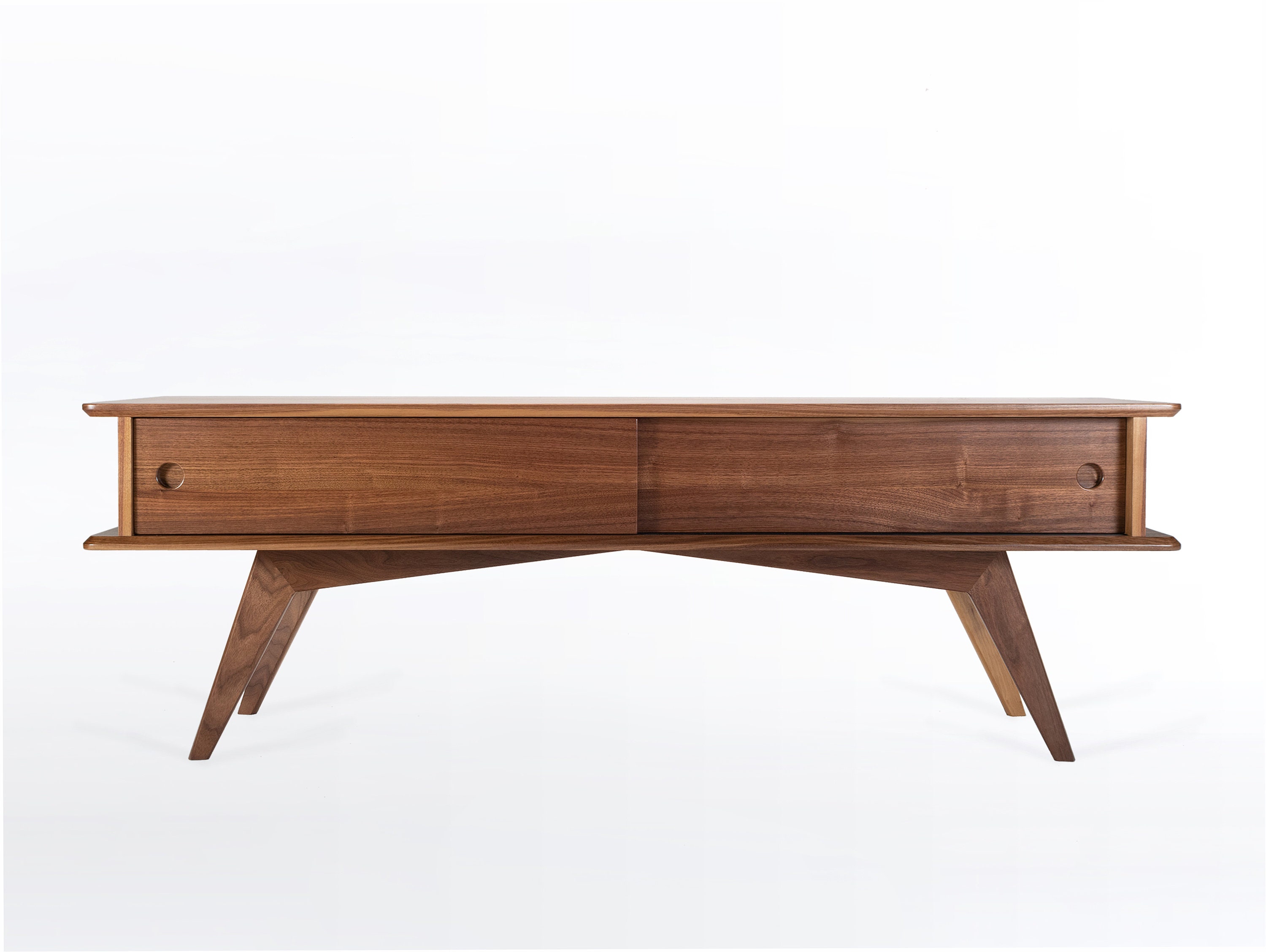 Modern TV Console Mid Century Modern Style in Solid Walnut