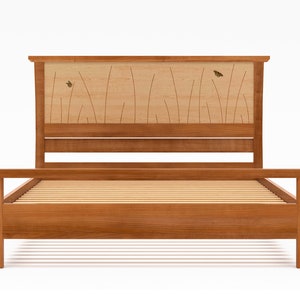 Bed Frame Handmade In Cherry and Maple With Butterfly Inlay, Butterfly Bed image 4