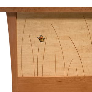 Bed Frame Handmade In Cherry and Maple With Butterfly Inlay, Butterfly Bed image 3