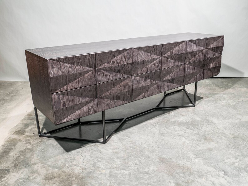 Credenza Moderno Facetado Frente Base de Acero Madera de | Etsy