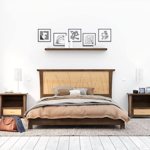 Wood Bed Frame Handmade in Walnut and Maple Without Footboard Prairie Platform Bed image 3