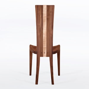 Handmade Dining Chair In Solid Walnut and Curly Maple Wood - Gazelle High Back