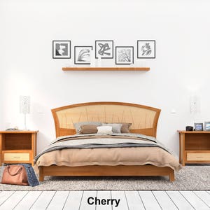 Cadre de lit plateforme en cerisier et érable, fabriqué dans toutes les tailles River Rushes Platform Cherry + Curly Maple