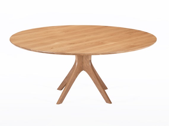 Round Midcentury Table in White Oak 