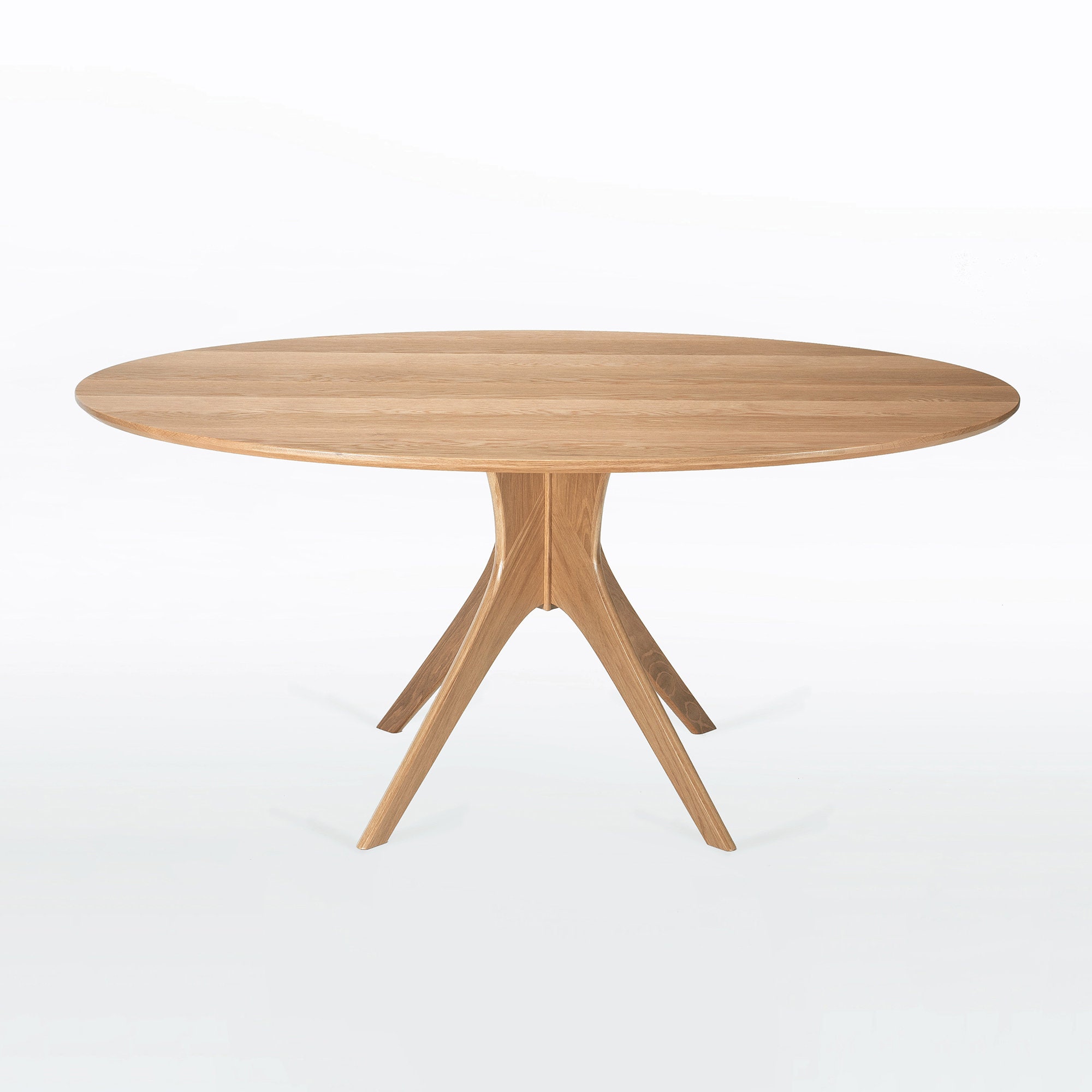 Oval White Oak Dining Table: Mid Century Modern Pedestal Base “kapok ...