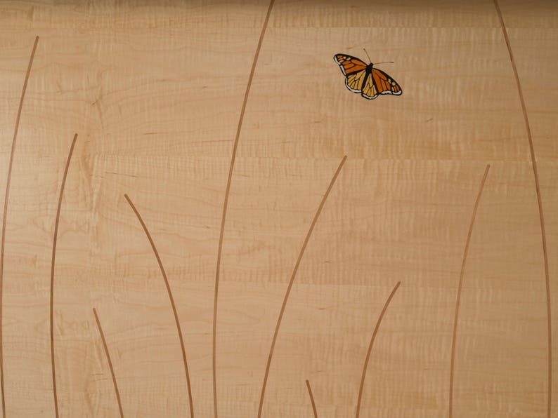 Bed Frame Handmade In Cherry and Maple With Butterfly Inlay, Butterfly Bed image 7