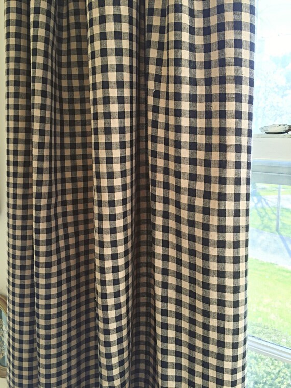 Black And Cream Gingham Curtains Etsy
