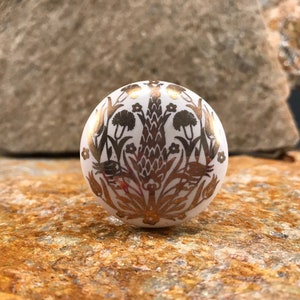 Ceramic Knob, Round Drawer Pull, Decorative Country Knob, Chrome Apron, Furniture Replacements Knobs and Pulls, KNOB599