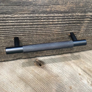 Solid Brass Knurled Cabinet Drawer Handle, Cabinet Drawer Pull, Black Brass Dresser Pull Item, Cupboard Drawer Supply