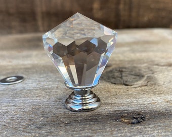 Crystal Faceted Knob, Chrome Furniture Hardware, Drawer Pull Home Improvement Hardware