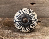 Ceramic Knob Hand Painted Drawer Pull, Decorative Country Knob, Bronze Apron, Furniture Replacements Knob Pulls