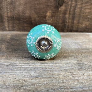 Ceramic Knob, Round Ceramic Knob, Design Ceramic Knob with Chrome Hardware, Dresser Drawer Knob, Cabinet Replacement Pull