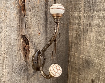 Vintage Wandhaken mit Keramikknopf Wandhalterung Geldbörse Haken, Badezimmer Handtuch Haken, Gusseisen Kleiderhaken Heimwerker DIY Zubehör
