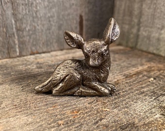 Cast Iron Fawn Knob, Bronze Deer Drawer Pull
