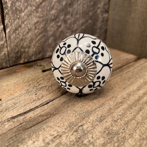 Ceramic Knob Hand Painted Drawer Pull, Decorative Country Knob Chrome Apron, Furniture Replacements Knob Pulls