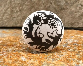 Pomo de cajón de cerámica floral, decoración de cocina rústica, delantal cromado