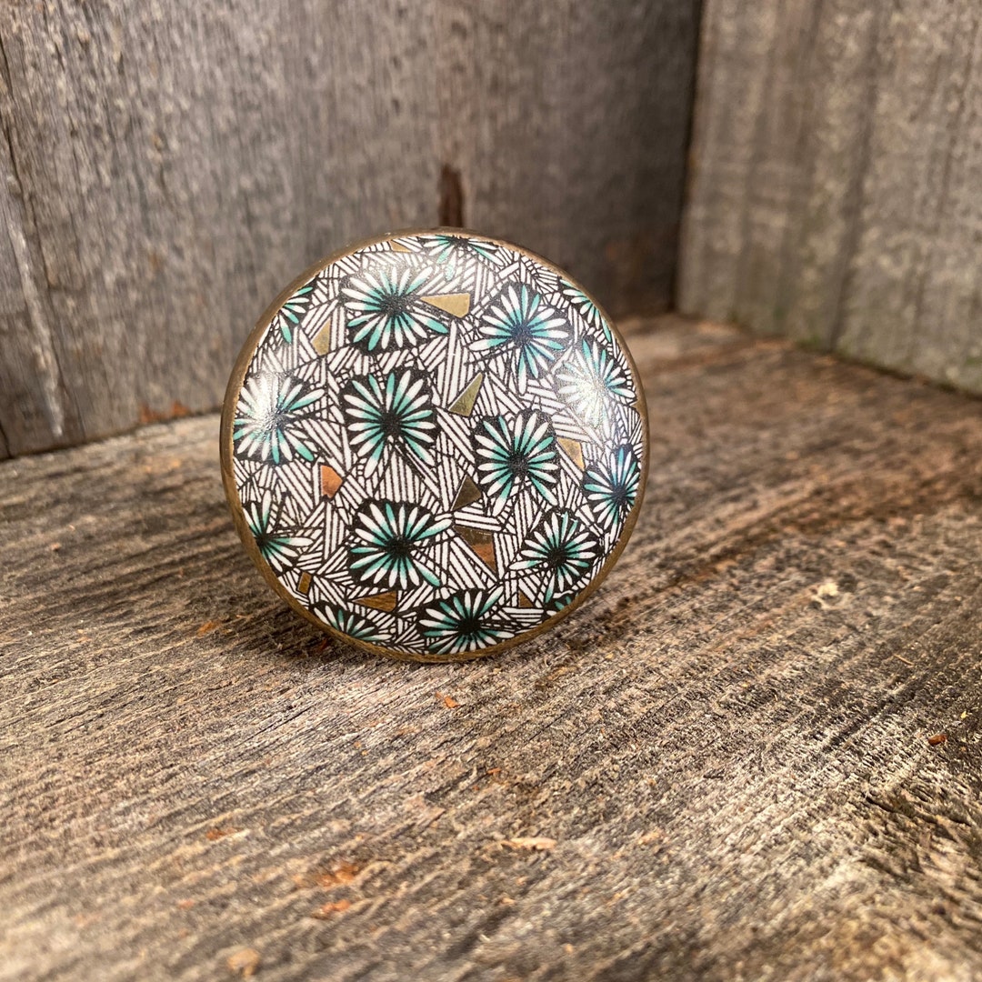 Ceramic Knob, Hand Painted Dresser Drawer Knob, Furniture Knobs