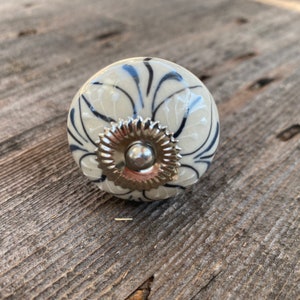 Ceramic Knob Hand Painted Drawer Pull, Decorative Country Knob Chrome Apron, Furniture Replacements Knob Pulls