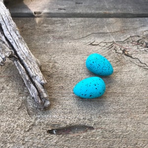 Wooden Eggs Hand Painted Realistic Lightly Speckled Fake Egg, Set of 2, DIY Craft Hat Decorations Millinery Supplies