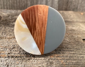 Bone Resin Wood Knob, Round Modern Knob, Wood Inlaid Knob, Bone & Resin Unique Drawer Pull, Cabinet Knob, Furniture Replacement Knob